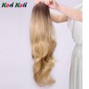 24" Long Wavy Clip in Half Head Tied Wig Blonde Premium Japanese Synthetic Kanekalon fibers Hair Extensions For Women 210g 7-2-3#
