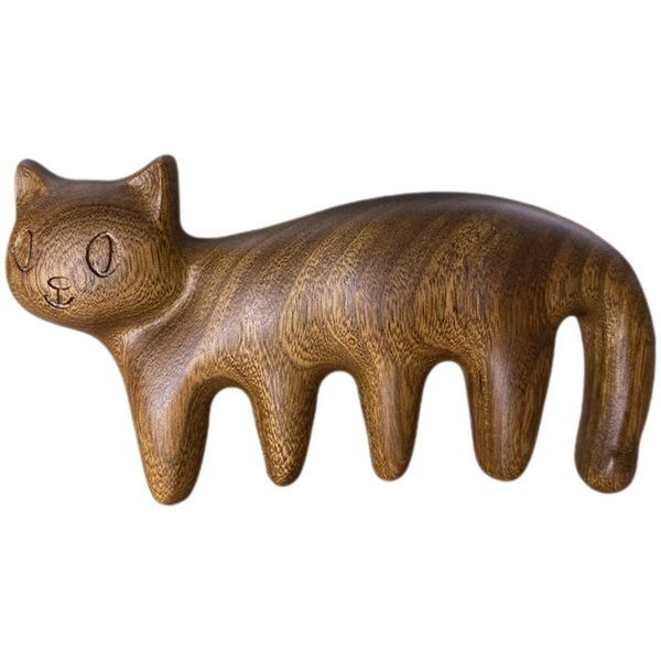 Cat Shape Wooden Scalp Massager for Hair Growth, Head Massager Scalp Relax, Sandalwood Comb