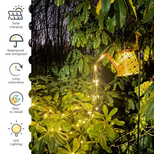 BALGELI Outdoor Solar Watering Can Light, Waterproof Watering Can Landscape Retro Metal Hanging Lights, Porch Walkway Lantern for Yard Front Porch Patio Backyard Present for Mom Grandma Women Birthday