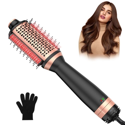 4 in 1 Hair Dryer Brush Blow Dryer + Hair Straightening Brush, 1000W 3 Temp Blow Dryer Brush for Drying, Straightening, Volumizing, Negative Ion Hot Air Brush, Hair Straightener Brush Blow Dryer