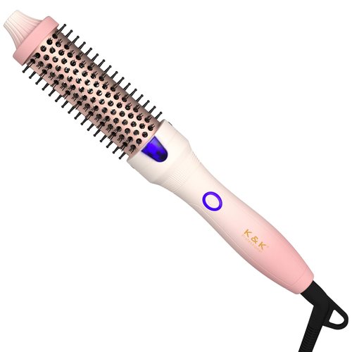 1.25 Inch Thermal Brush Heated Curling Comb - K&K Hair Curling Brush Irons Ceramic Tourmaline Ionic Thermal Brush Heated Round Brush Makes Volume Curls, Dual Voltage Volumizing Brush for Hair Styling