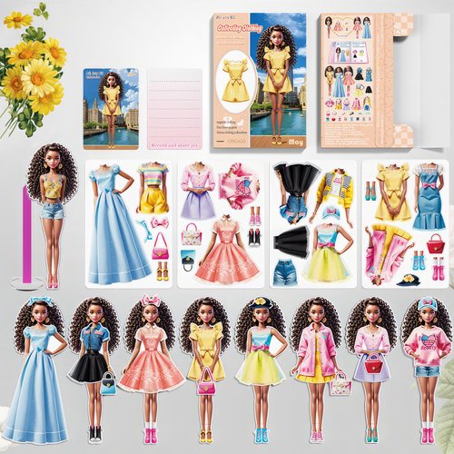 BVI BOOMERVIVI Magnetic Dress Up Doll, Magnet Princess Clothes Puzzles for Toddler, Dress Up Game Travel Toys, DIY Magnetic Paper Dolls for Girls Age 4-7, Learning Created Imagine, Birthday (May)