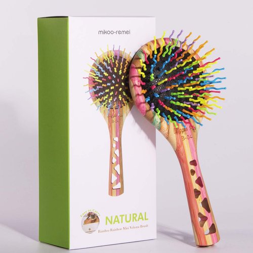 MIKOO-REMEI Rainbow Hair Brush for Kids, Girls, Women and Men, Health and Massage Everyday Brush (Small)