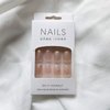 Short Press on Nails Nude Pink Fake Nails Gold Glitter False Nails with Designs Full Cover Artificial Nails Square Shape Acrylic Nails Glossy Stick on Nails Cute Glue on Nails for Women Girls Manicure