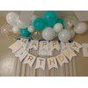iiCheerful Happy Birthday Banner Birthday Party Supplies Garland Decorations Birthday Signs Nursery Hanging Decor (White)