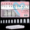500 AIRRE Pro Acrylic Nail Tips & 3 Files with Box - (10 Sizes) French Square Half Cover False Nails. For Salons MUA & Home DIY. Use: Cut, File & Shape, UV/LED Gel, Polish & Nail Art (Colour: Natural)
