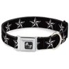 Dog Collar Seatbelt Buckle Nautical Star Black White 13 to 18 Inches 1.5 Inch Wide