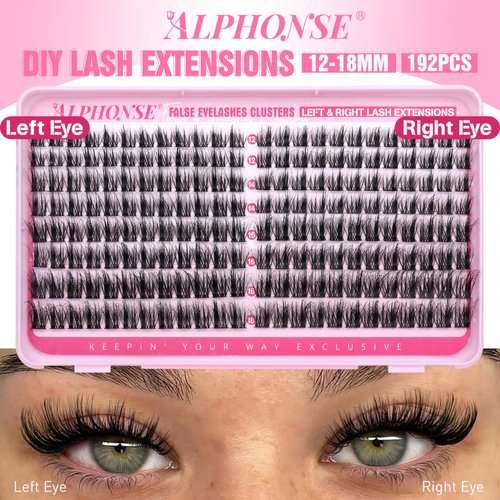 Fluffy Lash Clusters Left&Right Cluster Eyelashes Extensions 12-18mm DIY Individual Lashes Extension 192pcs Wispy Cat Eye Lashes Clusters by ALPHONSE