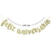 Feliz Aniversario Banner for Happy Birthday Wedding Anniversary Party Decorations Spanish Fiesta Mexican Theme Sign Photo Backdrop (Gold Glitter)