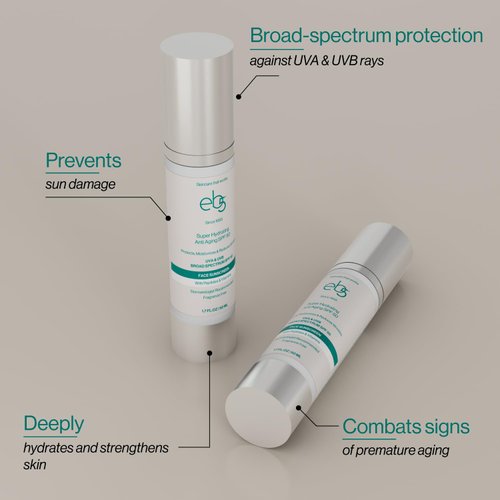 eb5 Super Hydrating Anti-Aging Face Sunscreen SPF 50 | AM Facial Moisturizing Broad Spectrum Sunscreen formulated with Zinc Oxide, Hyaluronic Acid & Multi-Peptides, Vitamin E, C & A - 1.7 FL.Oz