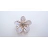 Small mini gold metal and acrylic white flower crystal hair claw clip