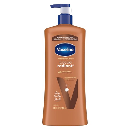 Vaseline Intensive Care Body Lotion Cocoa Radiant for Dry Skin Lotion Made with Ultra-Hydrating Lipids and Pure Cocoa Butter for a Long-Lasting, Radiant Glow 32 Oz