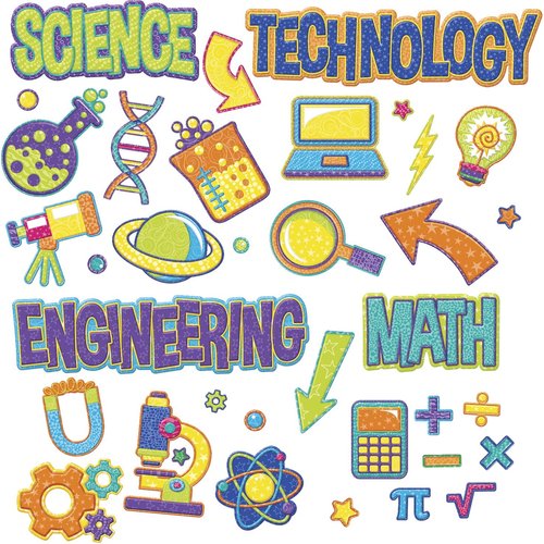 Eureka Color My World Teacher Supplies STEM Bulletin Board Set, 36 pcs