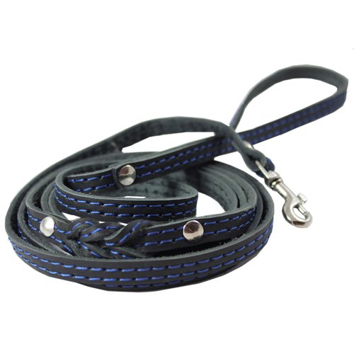 6' Long Genuine Leather Braided Dog Leash Black 3/8" Wide for Small Dogs amd Puppies