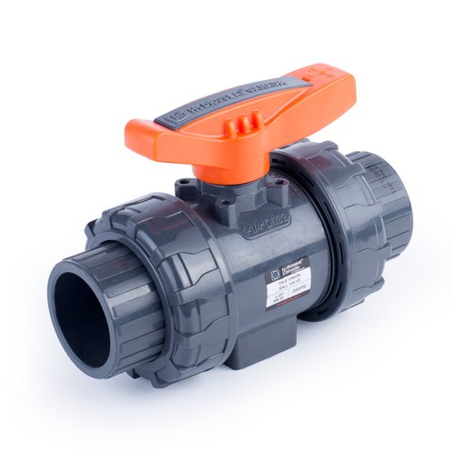 HYDROSEAL Kaplan 1 1/4" PVC True Union Ball Valve with Full Port, ASTM F1970, EPDM O-Rings and Reversible PTFE Seats, Rated at 200 PSI @73F, Gray, 1 1/4 inch Socket (1 1/4")