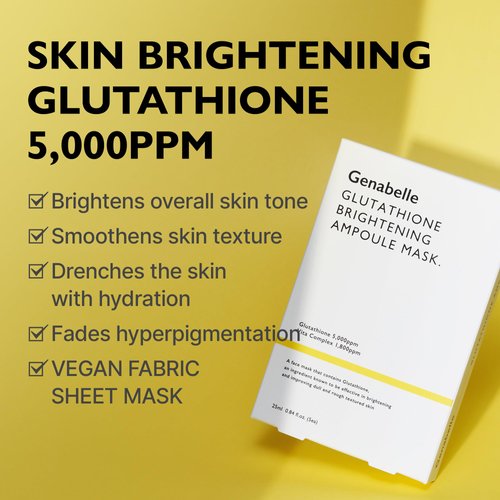Genabelle Glutathione Brightening Ampoule Mask - Lightweight, Intensive Brightening Mask Sheet 5pcs