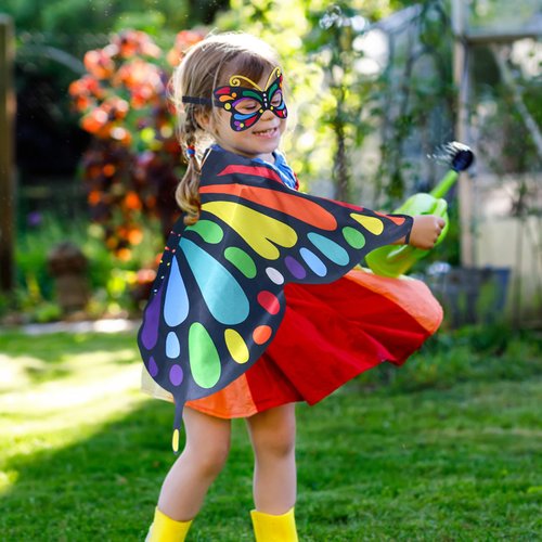Creatoy Butterfly Wings Toddler Caterpillar Costume Kids Rainbow Dress Up Wings for Boys Girls Butterfly Bug Pretend Play Halloween Supplies Insect Party Favors Story Character Accessories