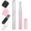 2 Pcs Electric Eyebrow Trimmer Women Precision Face Razors Mini Shaver Battery Operated Small Facial Hair Remover with Comb Personal Epilator for Face Neck Fuzz Lips Body Arms Leg (Pink, Silver)
