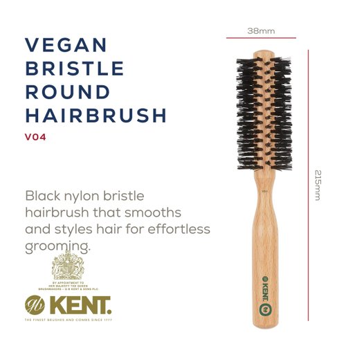 Kent V04 Vegan Boar Bristle Hair Brush, Eco Friendly Round Brush and Blow Out Brush Ideal for Creating Curls, Adding Volume and Root Lift (45mm)