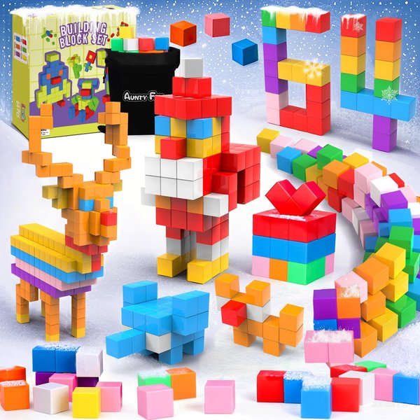 AuntyFey 64 Pcs Magnetic Blocks, Magnet Blocks, Magnetic Cubes, Magnetic Blocks for Kids, Magnetic Building Blocks, Magnetic Building Cubes for Kids Toddler, Learning Magnetic Blocks for Kids Ages 4-8