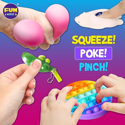 Fidget Pack Box for Boys Girls 4-12, FunKidz Fidget Toys for Kids 5-7 Autistic Sensory Mystery Birthday Gifts in Reusable Portable Treasure Box Nice Party Favors