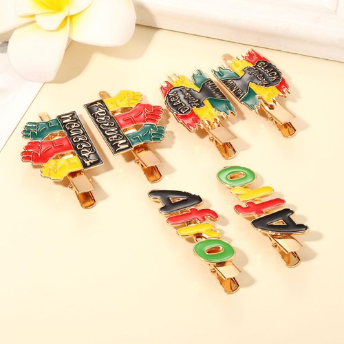 3 Pairs African Hair Clips for Women Juneteenth Hair Clip Enamel Black Women Africa Map Sunflower Afro Power Fist Hair Clips Black History Month Juneteenth African Hair Accessory Outfits (Pattern A)