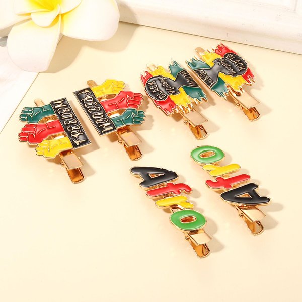 3 Pairs African Hair Clips for Women Juneteenth Hair Clip Enamel Black Women Africa Map Sunflower Afro Power Fist Hair Clips Black History Month Juneteenth African Hair Accessory Outfits (Pattern A)