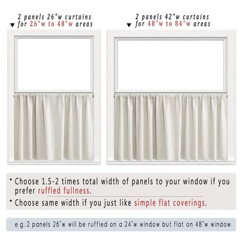 Very Little Curtains for Small Kitchen Window Rod Pocket Room Darkening Sun Heat Blocking Short Curtains for Nursery Small Square Windows Kids Bedroom Bathroom 30 Inch Long One Single Pair Cream Color