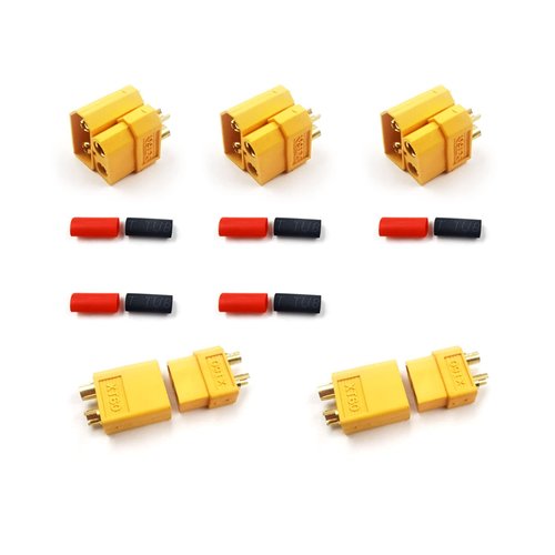 skrnrhrery Xt60 Connectors, 5 Pairs Xt60 for Lithium Battery Remote Control Aircraft Car Remote Control Parts Xt60 Male and Female Bullet Connector Plugs with Heat Shrinkable Tube 10 Pieces