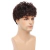 Tseses Brown Curly Men Wigs Afro Short Layered Synthetic Hair Fluffy Daily Cosplay Costume Wig
