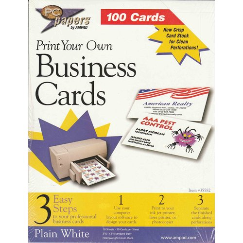 PC papers 100 cards - Print Your Own Business Cards, plain white, acid free