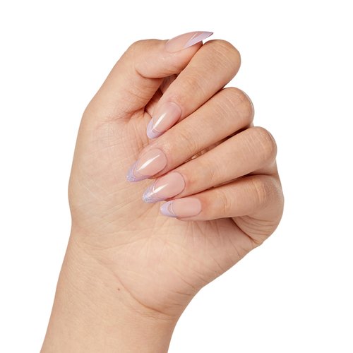 KISS Voguish Fantasy, Press-On Nails, Nail glue included, Rainy Night', Light Pink, Medium Size, Almond Shape, Includes 28 Nails, 2g Glue, 1 Manicure Stick, 1 Mini file