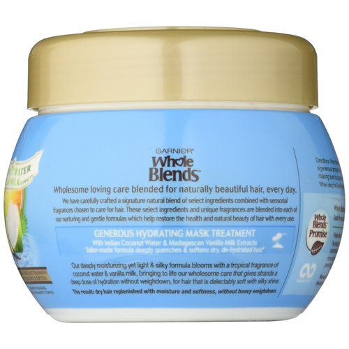 Garnier Whole Blends Hydrating Mask, Coconut Water & Vanilla Milk Extracts, 10.1 Fl Oz (Pack of 1)