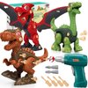 TOY Life 3-Pack Take Apart Dinosaur Toys for Kids 3 5 7 Kids Dinosaur Toys with Electric Drill Dinosaur Birthday Gifts Take Apart Toys for Boys Building Toys for Kids Ages 4-8 Stem Toys Tool Set