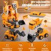Magnetic Transform Engineering Car Assembled Toys with Storage Box, Robot Magnetic Blocks Toy, Construction Vehicle Engineering Cars for Kids Ages 3-7 Outdoor Toddler Activities Toys (35 Pieces)