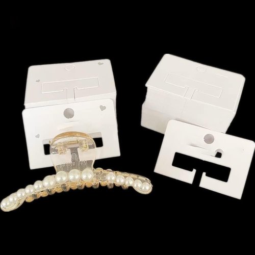 100 Pcs White Hair Clip Display Cards Hair Bow Hairpin Packing Cards Hair Accessories Holder Paper Cardboard for Hair Claw Clips Barrettes Clips, Hair Clips, Clips and Barrettes