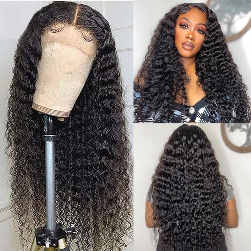 Zhuomei BEAUTY 30 inch Lace Front Wigs Human Hair Pre Plucked 13x4 Transparent HD Lace Frontal Wigs Human Hair Deep Wave Lace Front Wigs Human Hair Glueless Wig Natural Hairline 150% Density