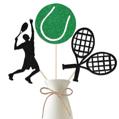 Sports Tennis Centerpiece Sticks, Sports Tennis Theme Birthday Party Decorations,Tennis Racket Ball Baby Shower Party Wedding Supplies 12 Pcs