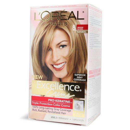 L'Oreal Excellence Creme Hair Color #8 Medium Blonde 1 Application - Pack of 3