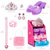 Jaolex Princess Toddler Dress Up Shoes Pretend Play Jewelry Toys Set 3 Pairs of Shoes with Tiara Earrings Necklaces Ring Role Play Shoes Set for Little Girls Aged 3-6 Years Old