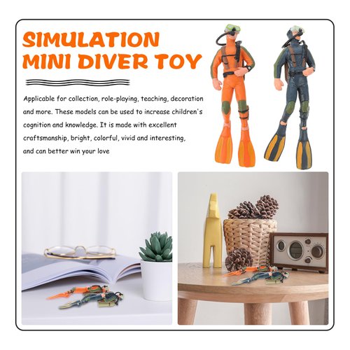 jojofuny 2Pcs Desktop Diver Ornaments - Scuba Diver Toy, Scuba Diver Figurines, Diver Figures Imitated, Scale Models People, for Swimmers Figurines Scuba Diver People Figurines DIY