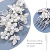 Yean Flower Bride Wedding Hair Comb Silver Crystal Bridal Hair Piece Pearl Hair Accessories for Women and Girls