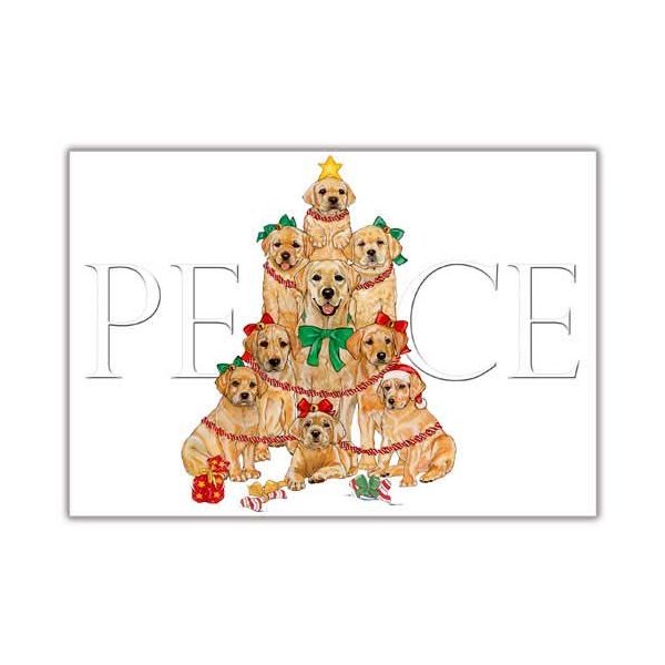 Yellow Labrador Christmas Cards Peace : 10 Holiday Cards with White Envelopes - ADORABLE!