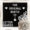Black Felt Letter Board Baby Announcement Sign with Rustic Wood White Frame - Rustic Farmhouse Letter Board Sign with Stand - 10x10 Felt Board Changeable Message Board with 350 Letter Set