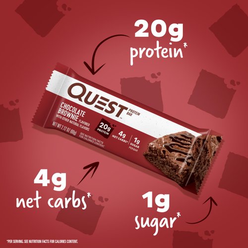 Quest Nutrition Chocolate Brownie Protein Bars, High Protein, Low Carb, Gluten Free, Keto Friendly, 12 Count (Packof 1)