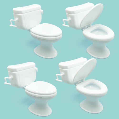 PRETTYLIFE 4PCS Miniature Toilet Seat for 1:12 Mini Dollhouse Bathroom Accessories Micro Landscape Scene Decoration