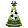 Big Dot of Happiness Goaaal - Soccer - Cone Happy Birthday Party Hats for Kids and Adults - Set of 8 (Standard Size)