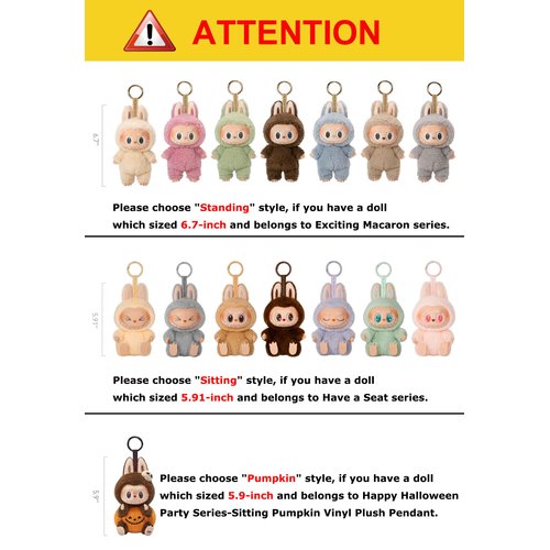 Transwon Protective Case for LABUBU The Monsters Exciting Macaron, Display Stand Acrylic Case Cover Accessories with Silicone Strap White - Standing Case, Clear