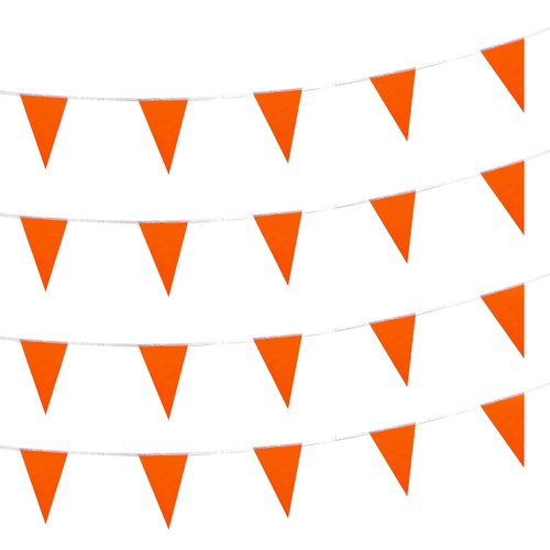 AuTop 100 Feet Solid Orange Pennant Banner Flags String Triangle Bunting Flags,Decorations for Grand Opening,Birthday Party,Festival Celebration(Orange)