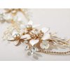 SWEETV Gold Bridal Headpieces for Bride Flower Wedding Headband Hair Vine Crystal Hair Pieces for Women